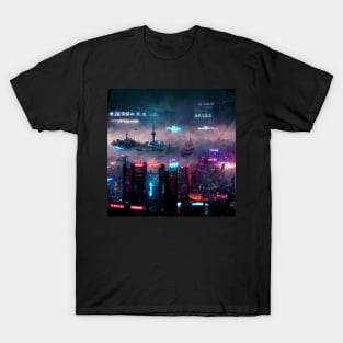 Minato - Cyberpunk Skyline Cityscape T-Shirt